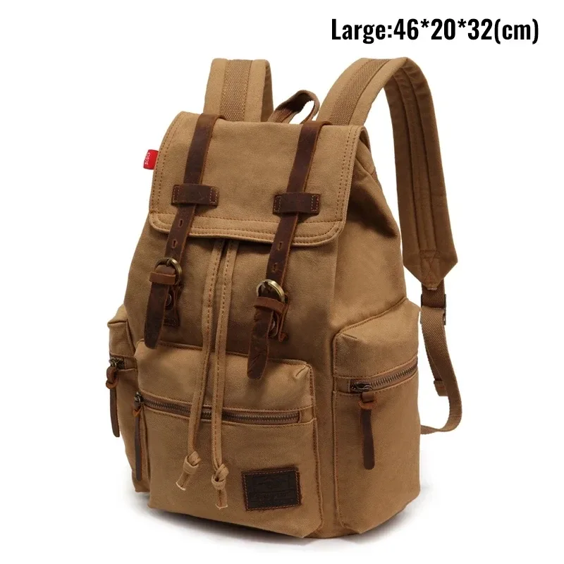 sac à dos rétro en toile pour homme, adapté pour ordinateur portable 14 pouces, vintage, résistant à l'usure, café, livraison au goutte-à-goutte, 36-55l