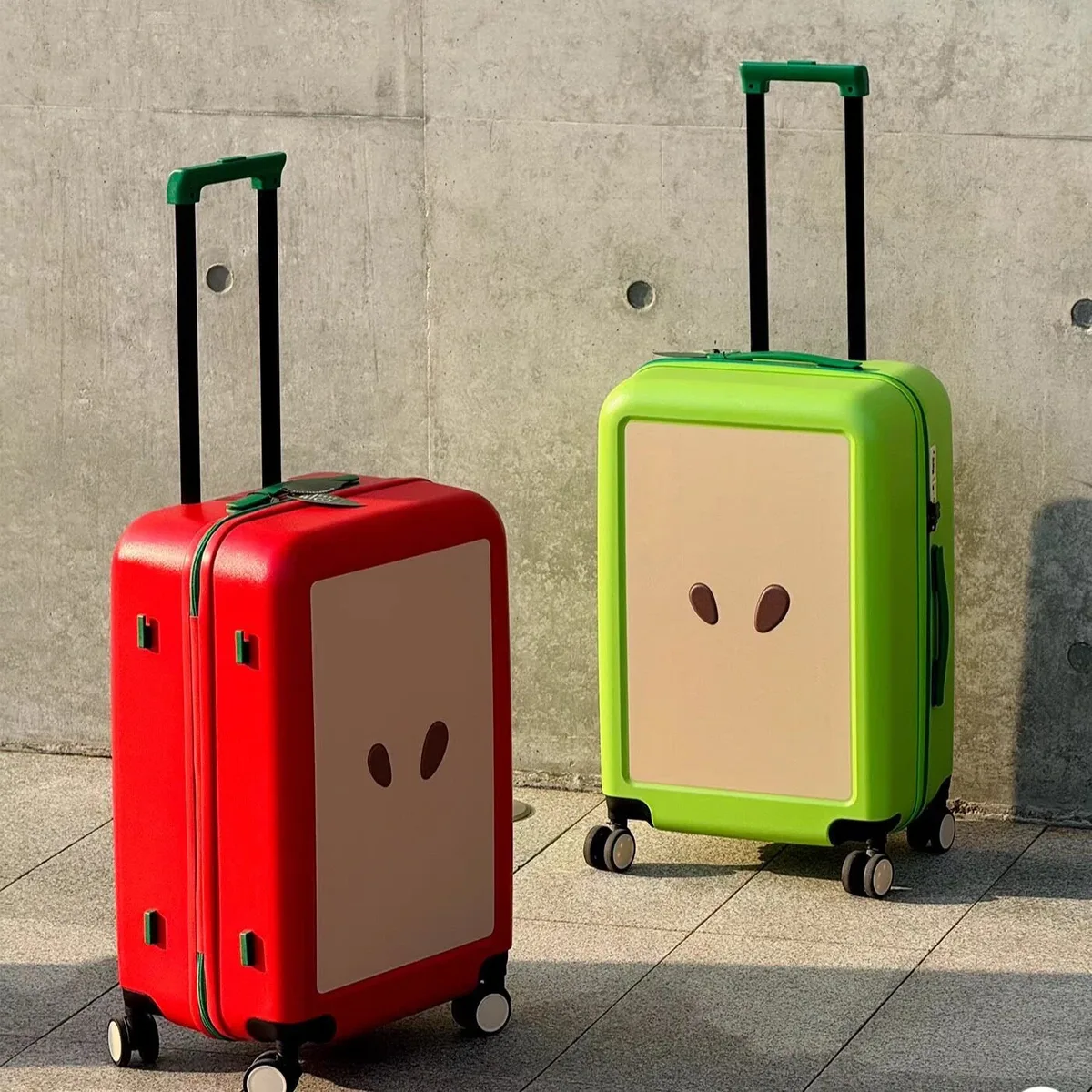 valise design pomme verte et pomme rouge 20 pouces 24 pouces, bagage à roulettes avec serrure tsa, roues silencieuses et durables | unis