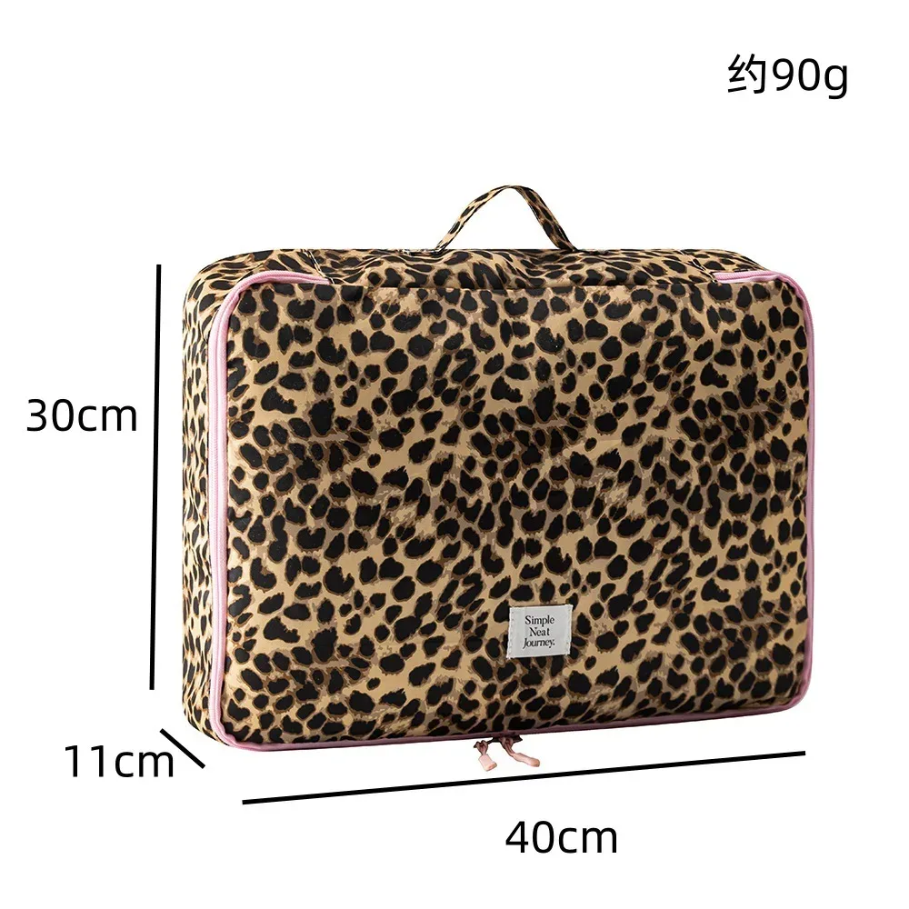 trousse de maquillage de voyage imprimé léopard, étui cosmétique étanche, pochette de toilette essentielle en tissu pour femmes en voyage d'affaires