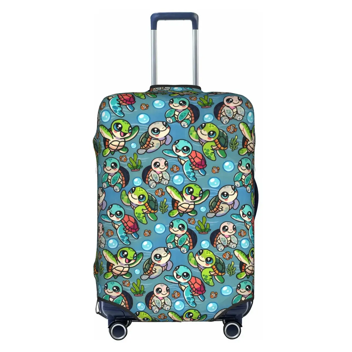 housse de protection pour valise, motif tortues marines sur fond bleu marine, mignonne, convient aux valises de 18 à 32 pouces