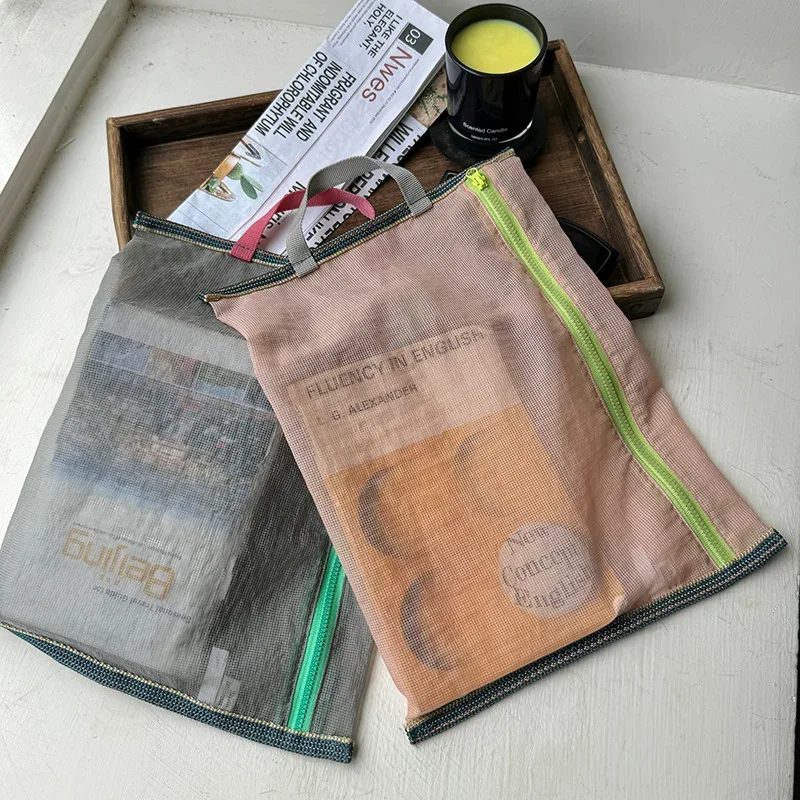 sac de rangement en nylon à maille translucide, sac d'identité, billet de voyage, ligne de données, rangement 
