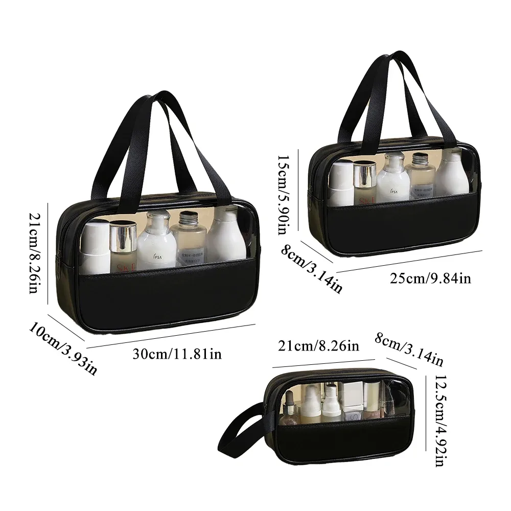 nom personnalisable nouveau sac de lavage de maquillage transparent en tpu sac de rangement en pu étanche de grande capacité pour femmes sac de maquillage en pvc