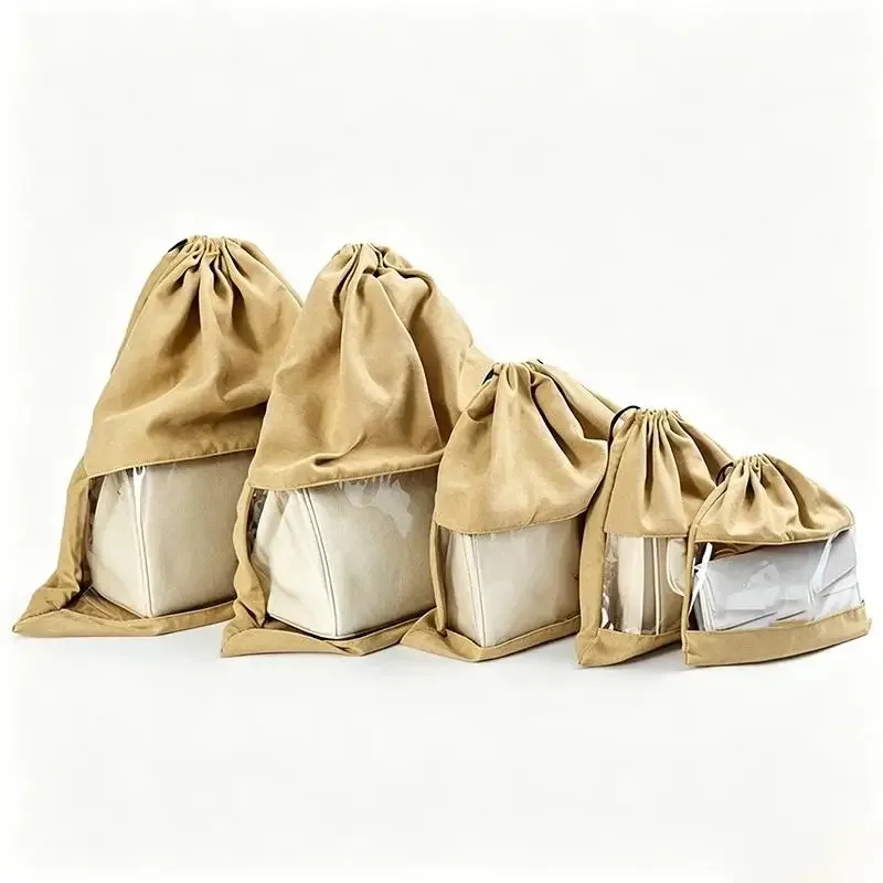 sac à cosmétiques en tissu avec cordon de serrage, sac de rangement anti-poussière
