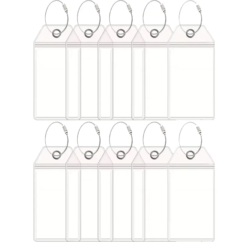 étiquettes transparentes pour bagages de croisière, étiquettes de bagages de voyage imperméables en pvc avec boucles, porte-clés pour une identification facile, 5 à 25 pièces