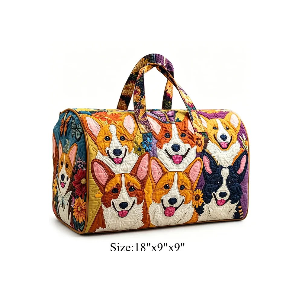 sac de voyage matelassé corgi pour femme, sac de week-end imprimé animal 3d, sac fourre-tout de voyage, sac de sport pour vacances d'été, bagage de nuit, pour les amoureux des animaux