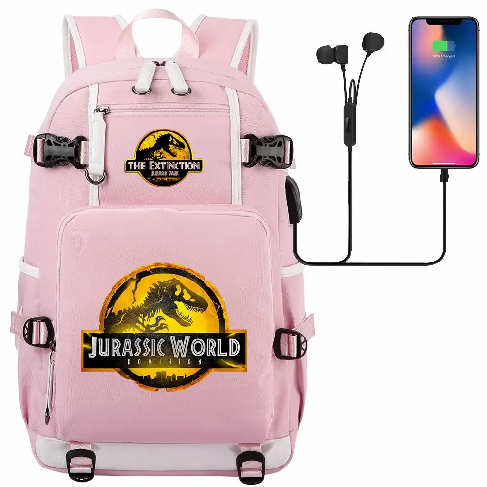 jurassic park world dinosaure sac à dos usb grande capacité étudiant mochila femmes hommes ordinateur portable garçon fille enfants retour à l'école livre sacs
