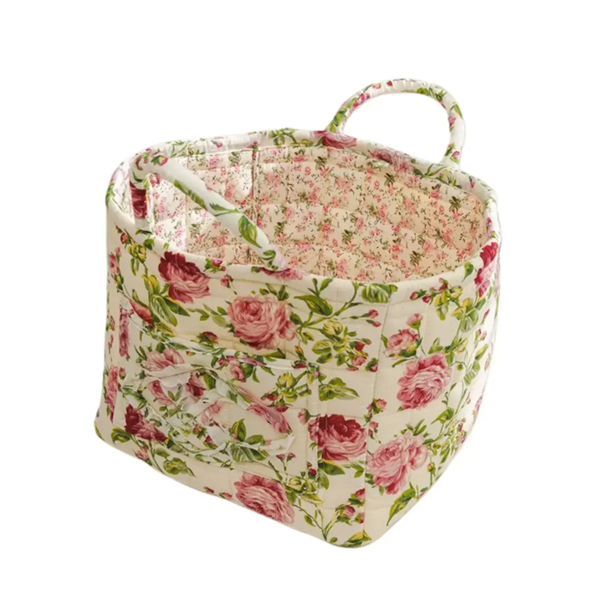 panier de rangement à motifs floraux pour femmes, paniers à linge doux en tissu de grande capacité avec poignées faciles à transporter, sac fourre-tout de voyage
