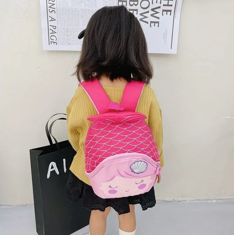 sac à dos sirène en nylon coloré pour enfants, sac à dos personnalisé, dessin animé mignon, maternelle, loisirs