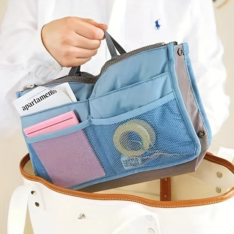 sac de rangement multifonctionnel à double fermeture éclair, grande capacité, pour maquillage et articles de toilette, sac de classification spacieux