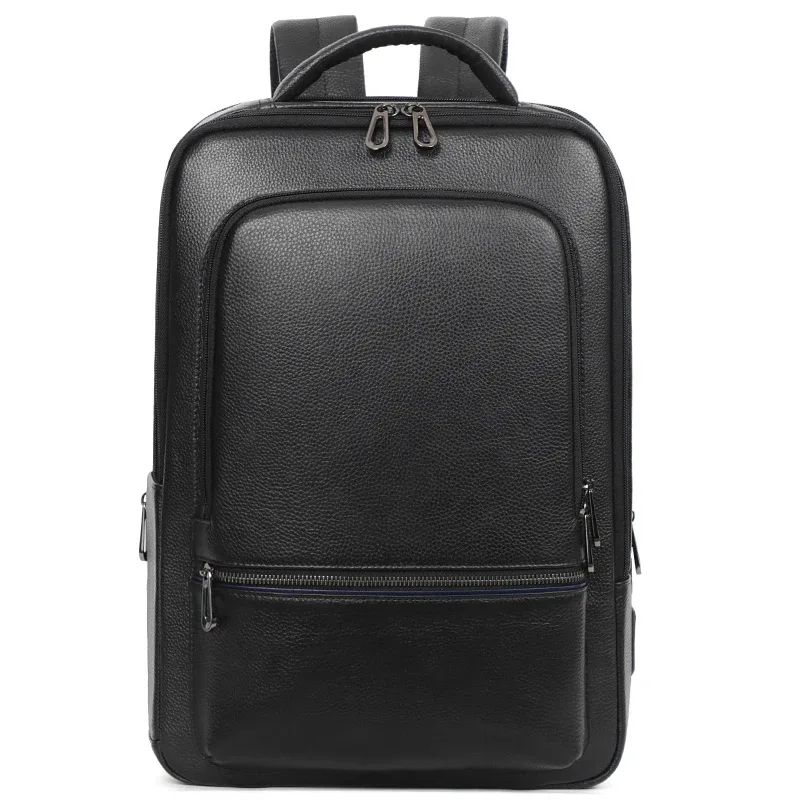100% cuir de vache naturel 15.6 pouces sac à dos pour ordinateur portable hommes usb sac à dos en cuir véritable sac de voyage grand cartable pour garçons mochila