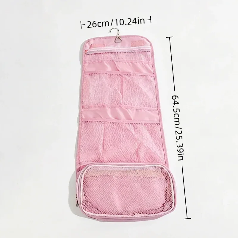 trousse de toilette portable avec crochet de suspension, grande capacité, étui de maquillage de voyage, sac de rangement cosmétique imperméable pour femmes