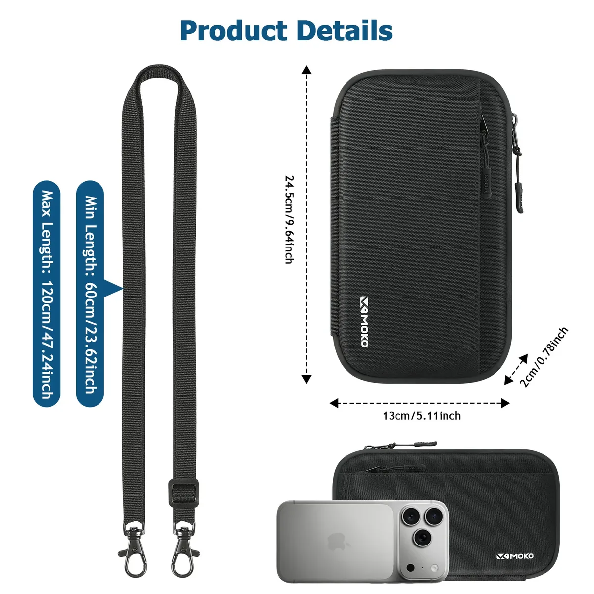 porte-passeport familial moko pour 8 personnes, portefeuille de passeport avec blocage rfid, trou pour airtag et bandoulière, organiseur de documents de voyage