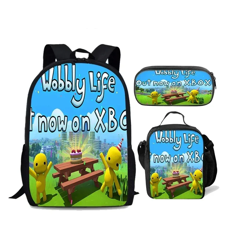 wobbly life – sac à dos d'école, sac à déjeuner, trousse à crayons, ensemble cadeau pour enfants étudiants