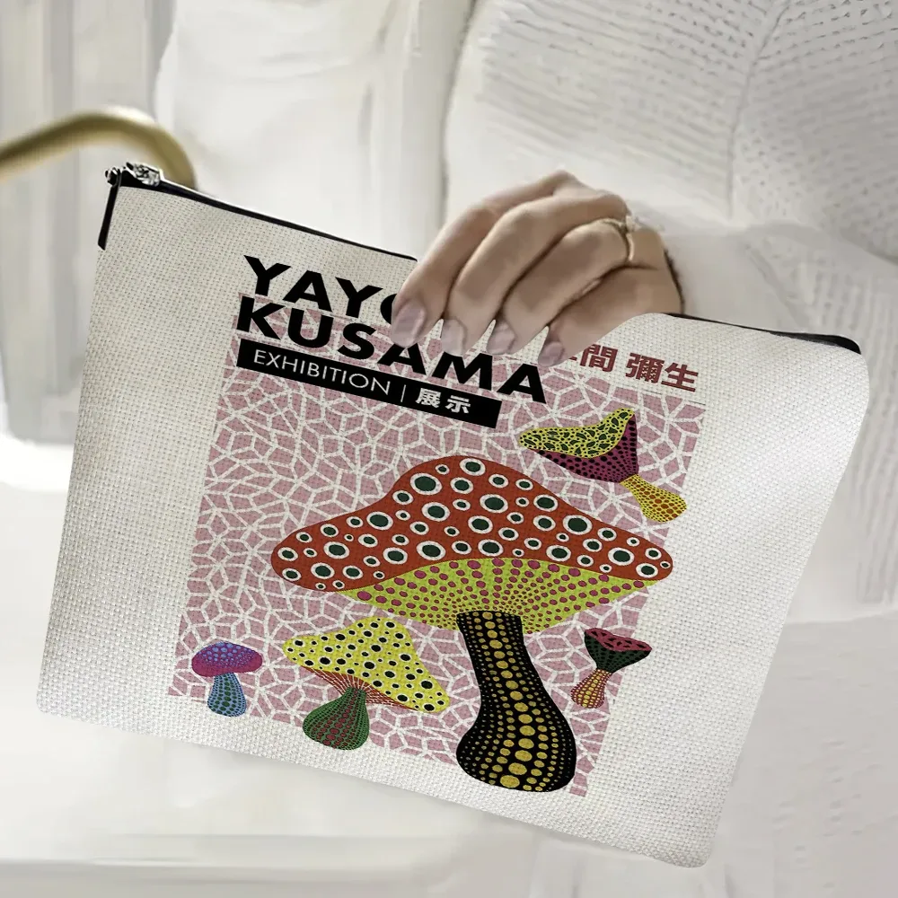 yayoi kusama dame sac à main de mariage sacs de maquillage art japonais fille sac cosmétique double impression femmes organisateur de voyage portefeuille enfant