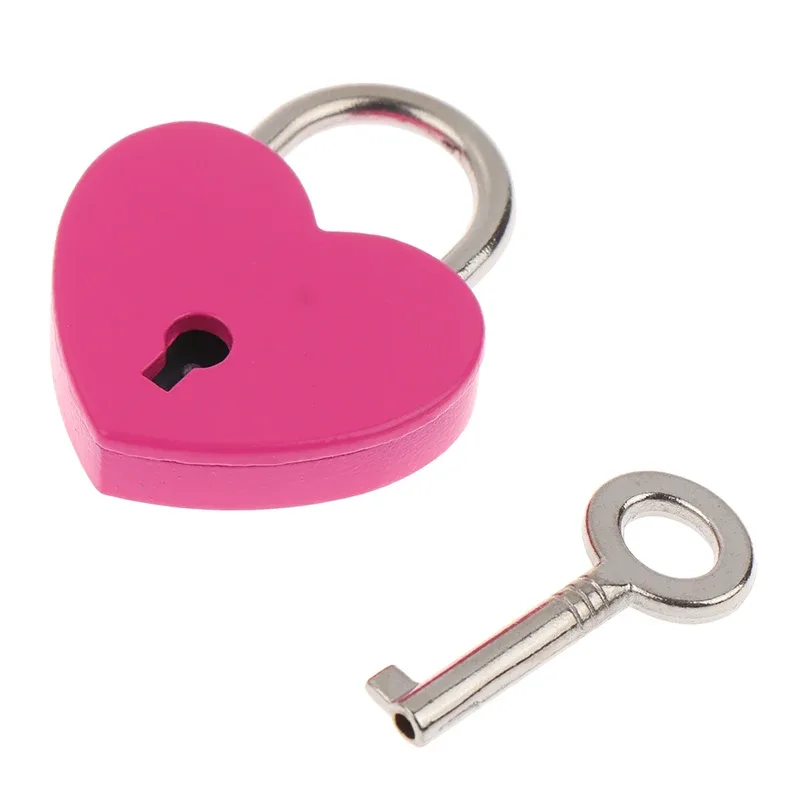 1 ensemble de cadenas en forme de cœur, matériel de verrouillage pour bagages, avec serrure à clé, pour voyage, boîte à bijoux de mariage, journal intime, valise, cadeaux de noël
