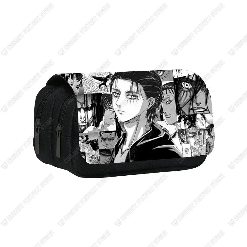 trousse à cosmétiques shingeki no kyojin, sac à stylos, levi eren, boîte à crayons, porte-brosse, étuis scolaires, anime attack on titan