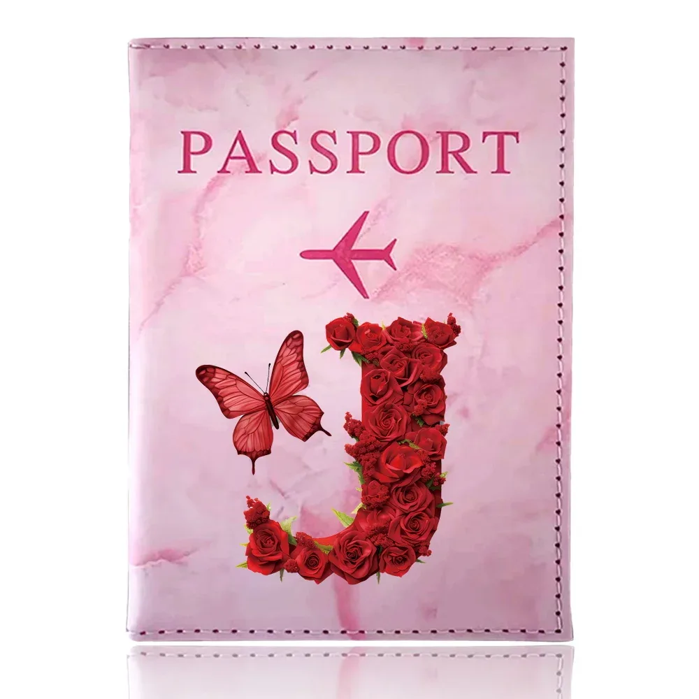 étui de passeport imprimé série rose rouge, porte-passeport, accessoires de voyage, housse de protection pour avion
