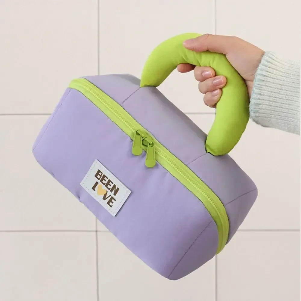 Sac de rangement grande capacité en coton doux, anti-éclaboussures, avec double fermeture éclair, sac de maquillage portable à compartiments