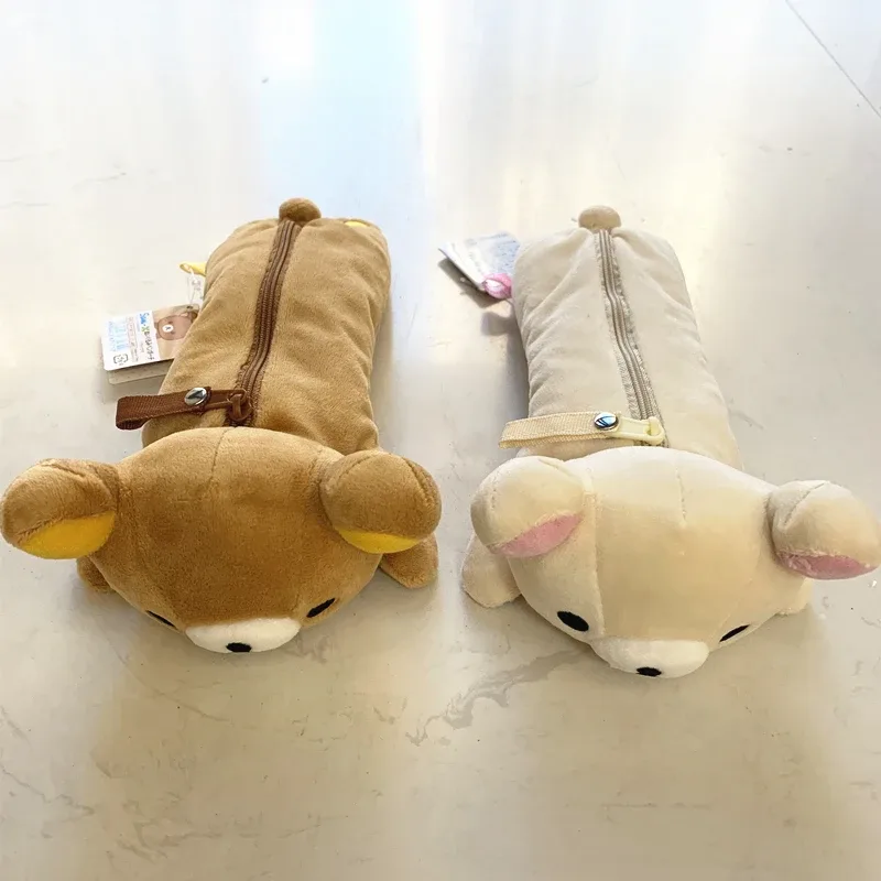 kawaii rilakkuma étuis à crayons en peluche pour filles enfants école korilakkuma ours anime mignon trousse à crayons pochette organisateur stylo sac