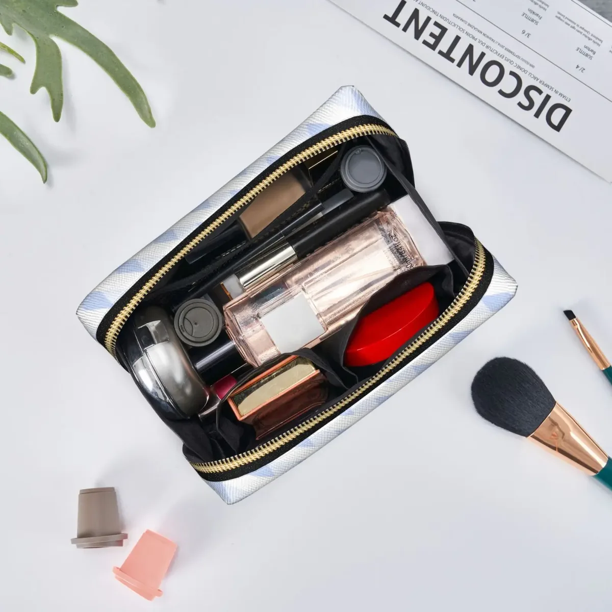 sac de rangement cosmétique en cuir avec nom personnalisé, logo personnalisé, sac de maquillage classique, escales simples, sac de lavage à fermeture éclair avancée
