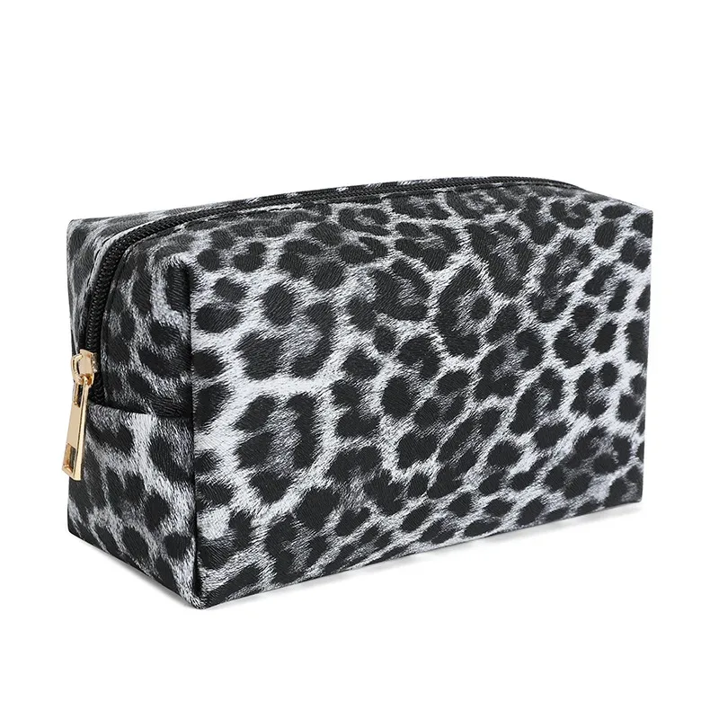 sac de maquillage de voyage en pu pour femmes, léopard, grande capacité, sac de rangement portable à fermeture éclair, sacs à main, sac de toilette de salle de bain, sac à cosmétiques