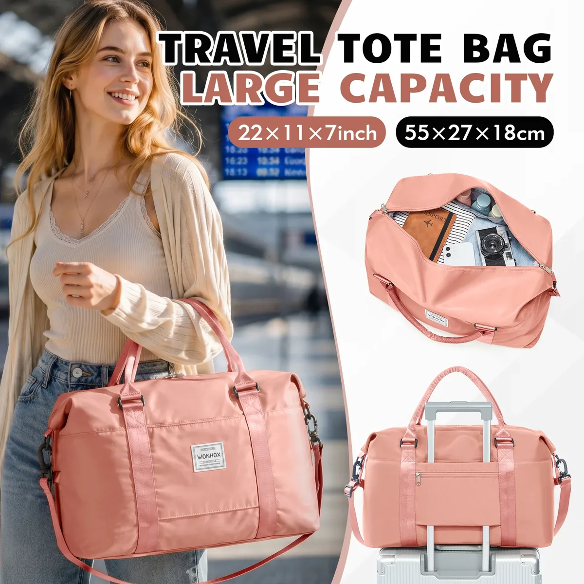 sac de voyage de grande capacité, bagage à main pour courtes distances, sacs de sport portables, sacs à bandoulière pour femmes et hommes, sac de rangement personnel.