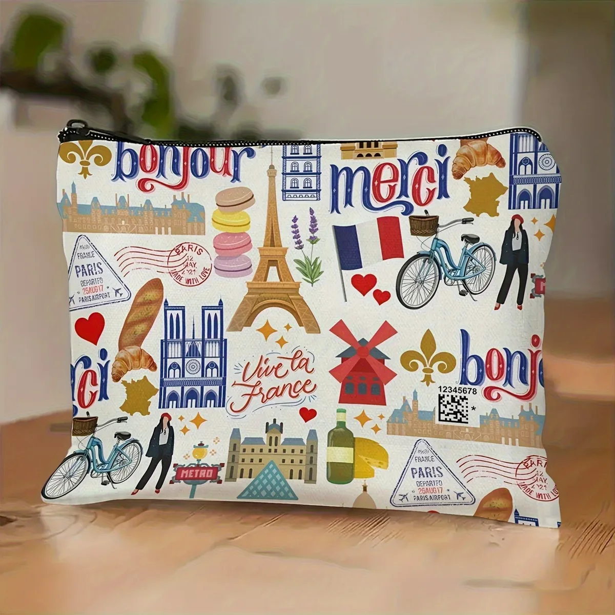 un sac de maquillage paris - pochette multifonctionnelle à fermeture éclair, sac de rangement de bijoux, petit sac de rangement à fermeture éclair de voyage parfait.
