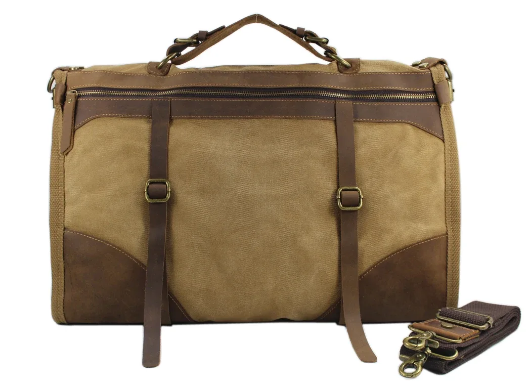 sac de voyage vintage rétro militaire en toile et cuir pour hommes, sac de sport, sac de week-end, sac de nuit, sac à main tendance