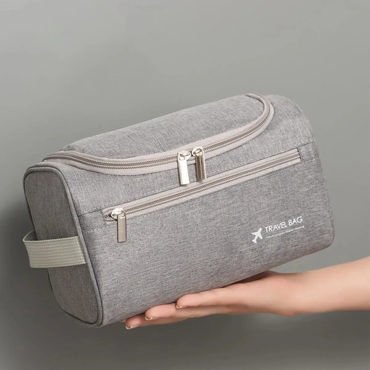 trousse de toilette de voyage portable, sac de rangement pliable de grande capacité, sac de rangement multifonctionnel à crochet