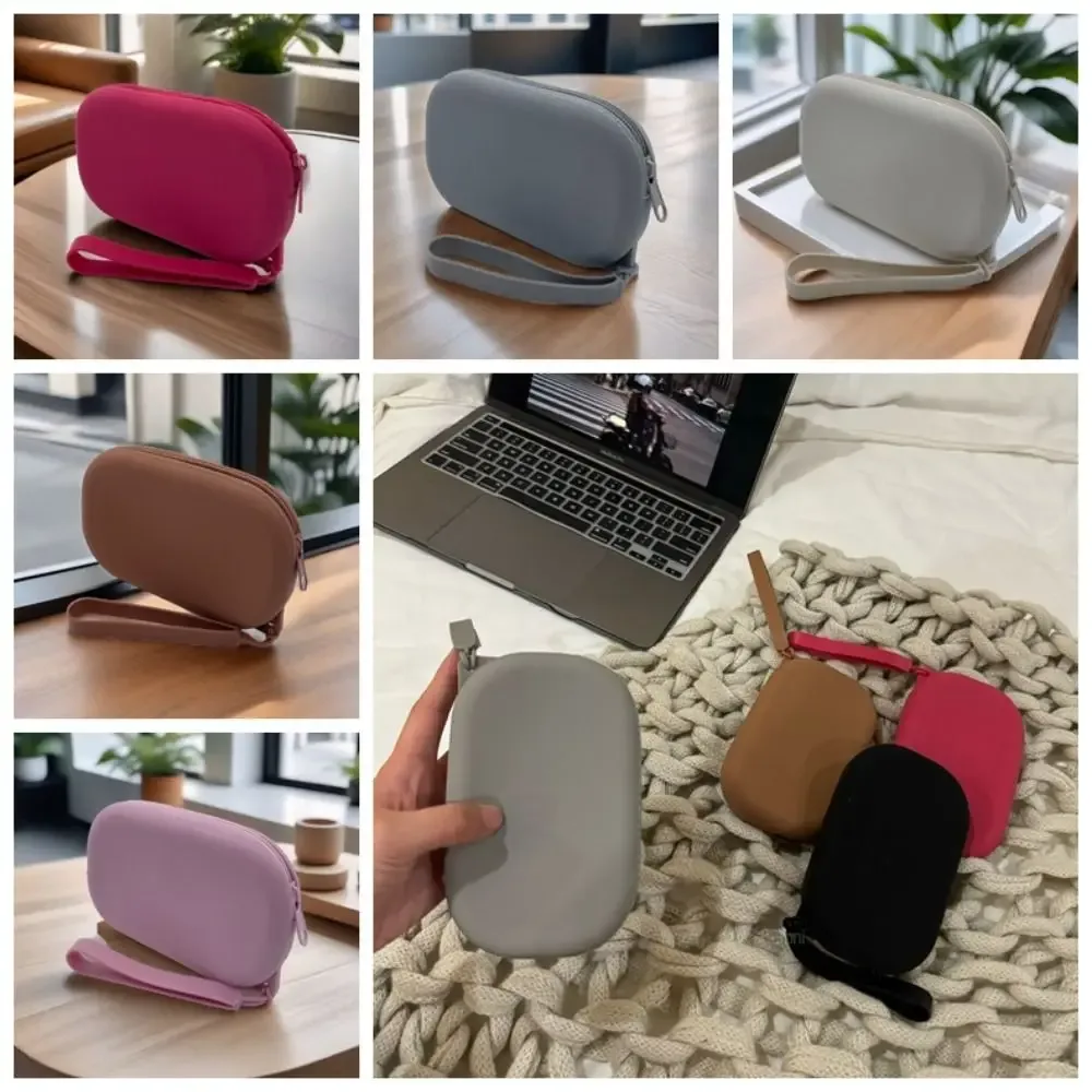 sac cosmétique en silicone couleur morandi, porte-monnaie rectangulaire, sac de rangement multifonction, grand
