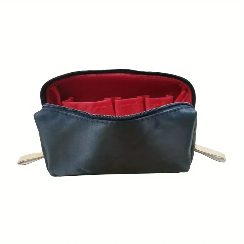 petit sac de maquillage portable de couleur unie, pochette cosmétique de voyage, organisateur de rangement pour un usage quotidien