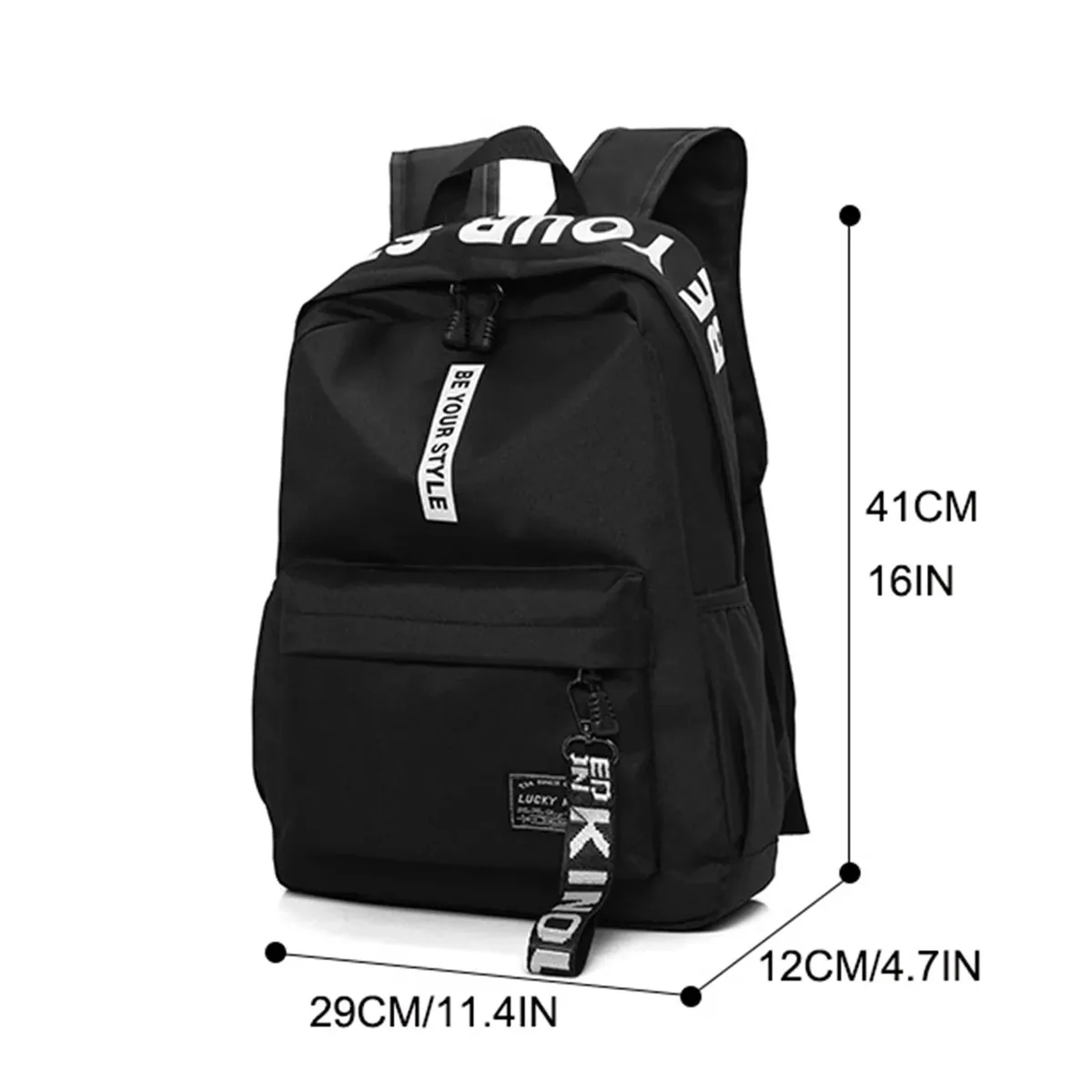 sac à dos d'étudiant léger à la mode, logo personnalisable, sac à double épaule décontracté, sangle d'épaule en arc, doublure en polyester oxford