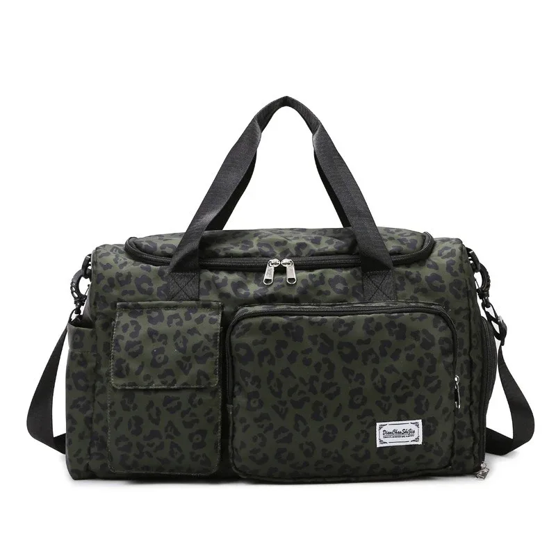 sac de voyage classique à imprimé léopard grande capacité avec plusieurs poches et compartiment à chaussures, sac de sport et de fitness