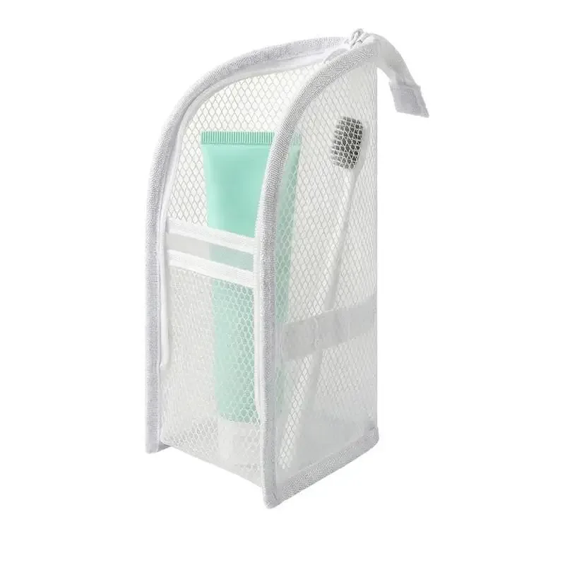 trousse de toilette de voyage en maille respirante avec poches de rangement verticales pour les vacances et les voyages d'affaires