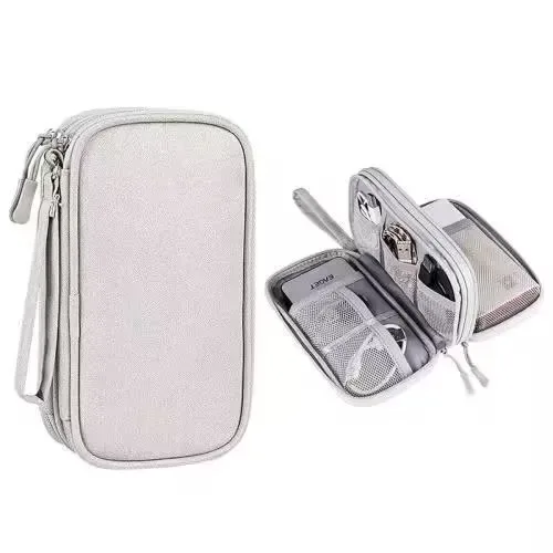 sac de rangement de câble de données de banque d'alimentation, produit numérique, portable, double couche
