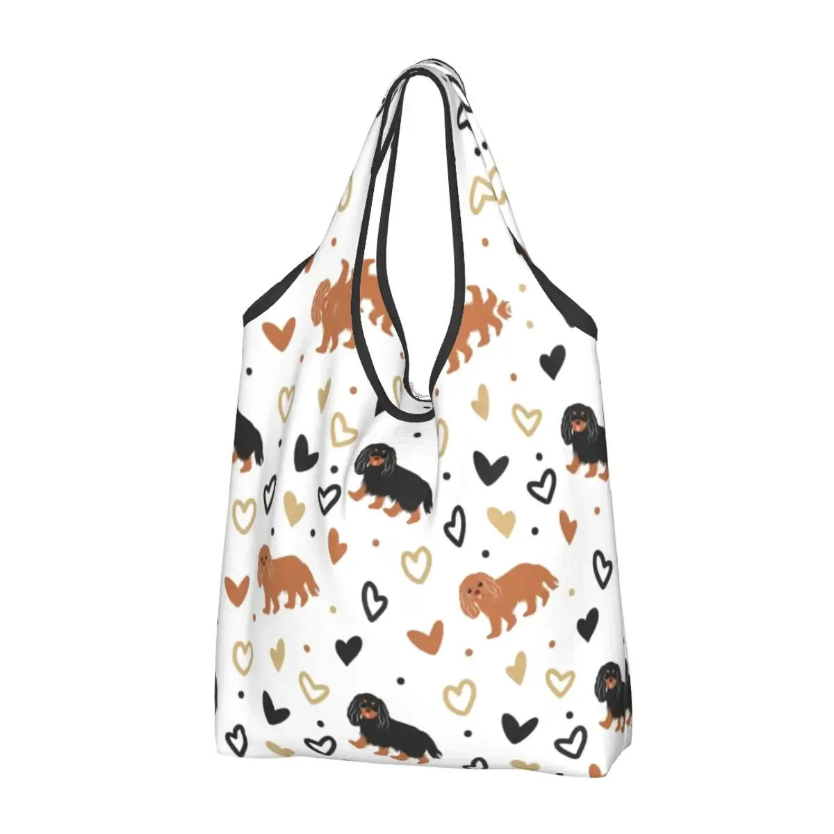 cavalier king charles épagneul groupe familial épicerie sac fourre-tout kawaii chien épaule shopper sacs grande capacité sacs à main