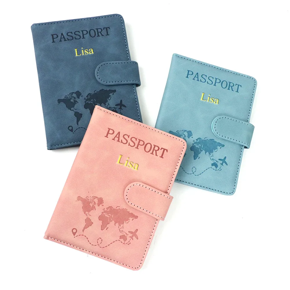 étui de transport multifonctionnel personnalisé en pu avec fermeture magnétique rfid pour passeport, carte sim, carte, billet, organiseur de documents