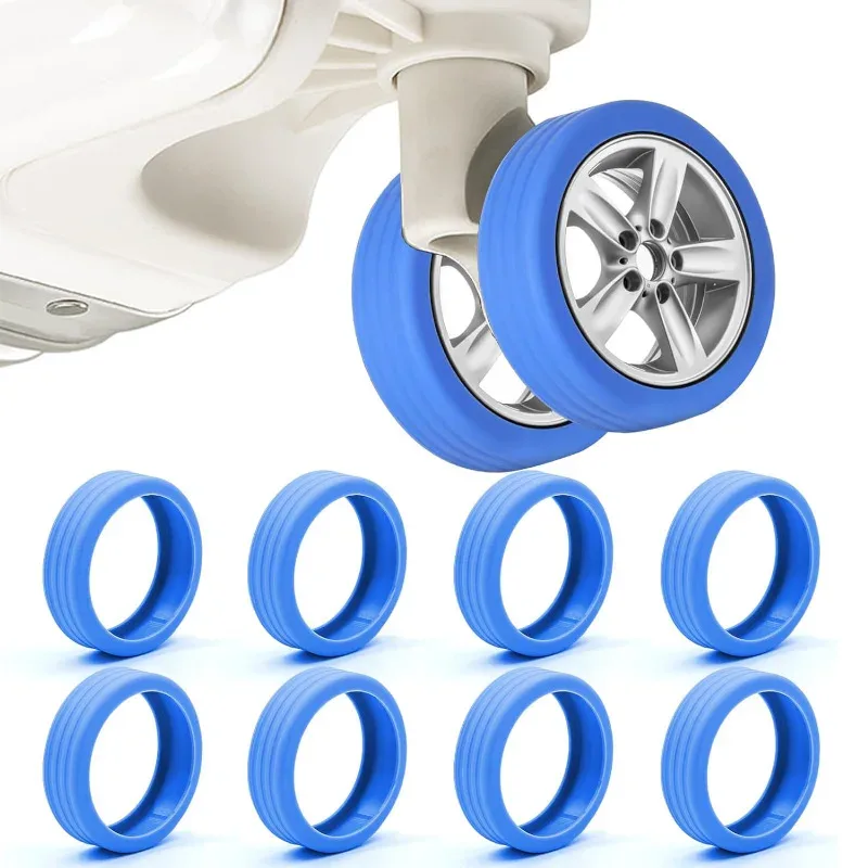 protecteur de roues de bagages en silicone, 8 pièces, roulettes, chaussures, valise de voyage, réduit le bruit, accessoires de couverture de protection
