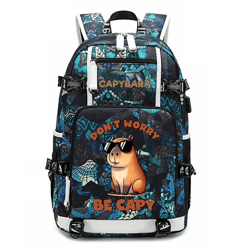 sac à dos d'étudiant à grande capacité avec imprimé de capybara, pour garçons et filles, sac de voyage décontracté, sac d'école léger et durable, utilisation quotidienne