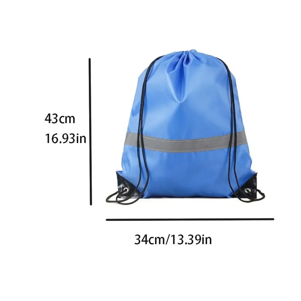sac à dos de sport à cordon de serrage avec bande réfléchissante, sac à bandoulière en polyester 210d imperméable, couleur unie, portable