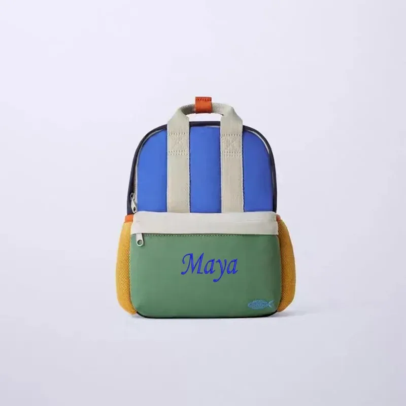 Sac à dos pour enfants personnalisé avec nom, nouveau produit, sac à main color block, broderie personnalisée, petit sac de maternelle, cadeau scolaire