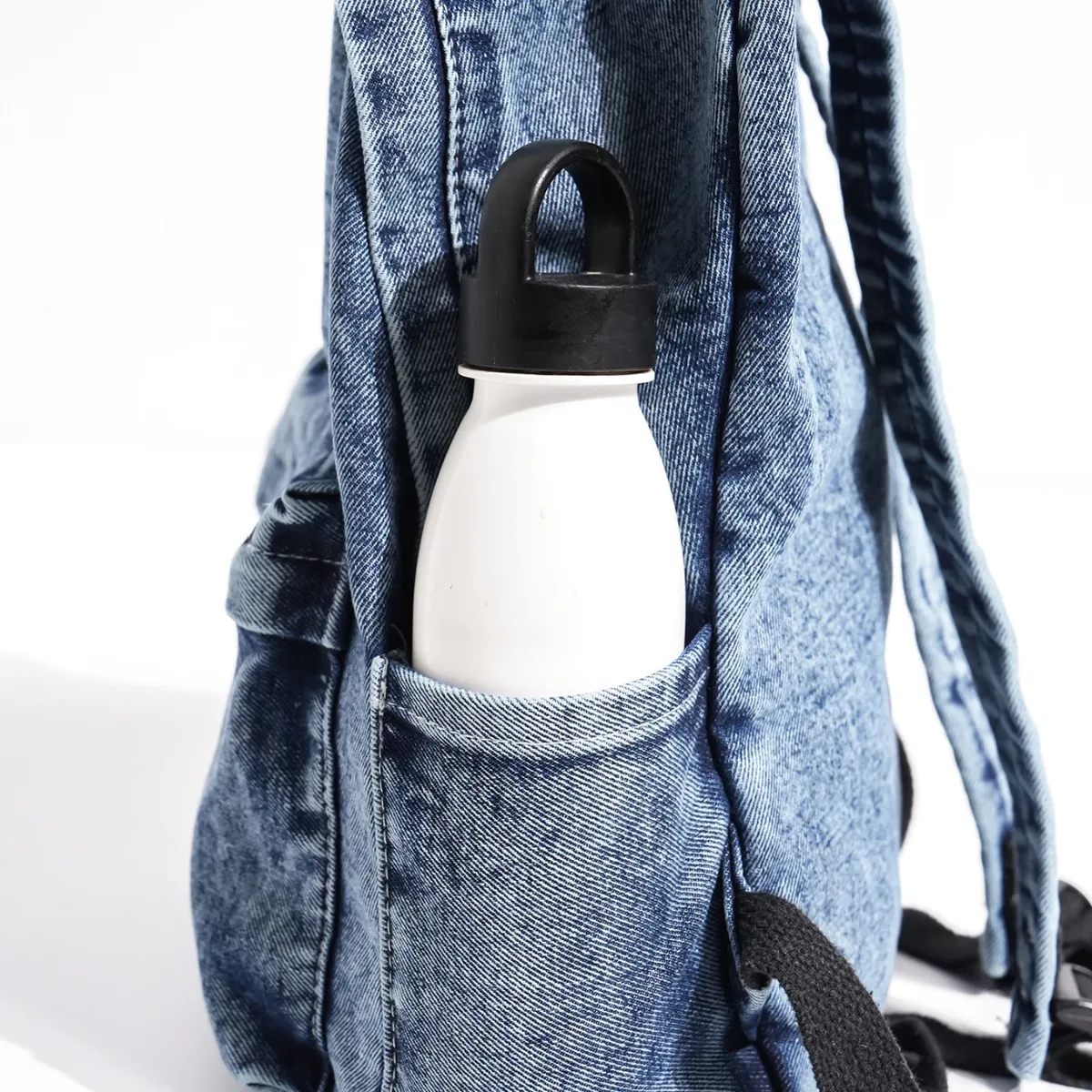 sac à dos en jean délavé vintage avec broderie étoile, style y2k vieilli, mignon, pour adolescents et étudiants, idéal pour l'école, le quotidien et les activités de plein air
