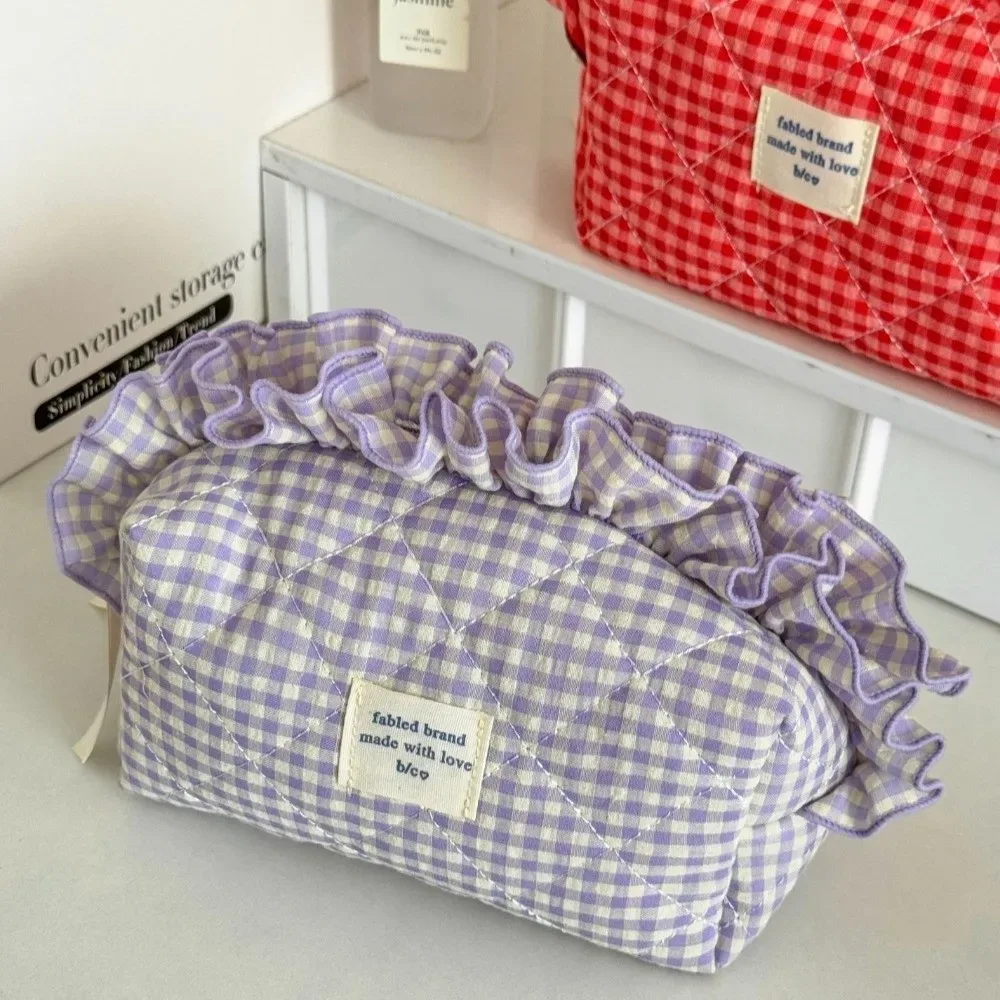 trousse de maquillage créative à volants, sac cosmétique portable multifonctionnel avec fermeture éclair, grande capacité, organisateur de toilette de voyage