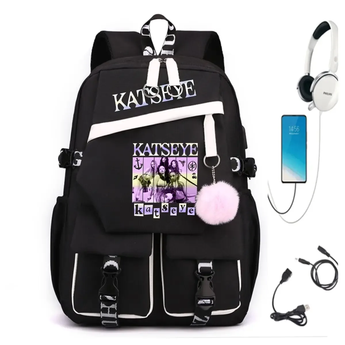 nouveau sac à dos katseye pour filles, sac à dos de loisirs pour étudiantes, sac à dos de voyage tendance coréen ulzzang, sac à dos pour ordinateur portable pour femmes