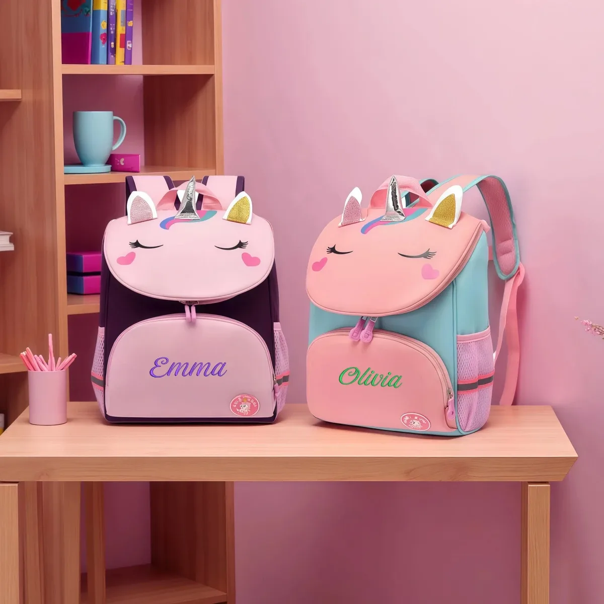 sac à dos de maternelle, adorable licorne, sac d'école personnalisé avec nom, sac d'école léger pour filles, cadeaux de voyage quotidiens pour la maternelle