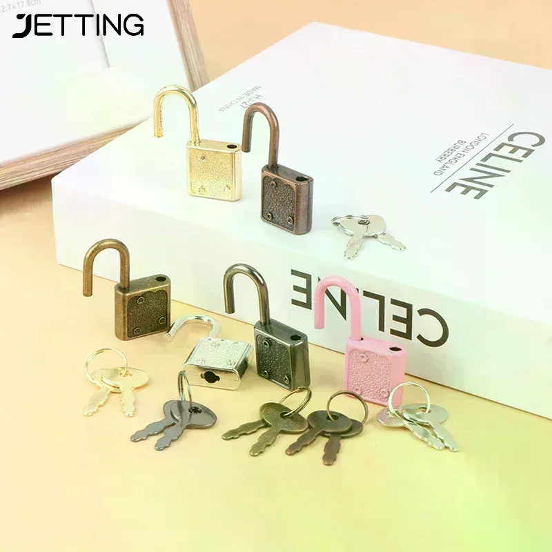 1 ensemble de cadenas rectangulaires miniatures avec clé pour bagages, boîtes à bijoux, agendas, valises et au