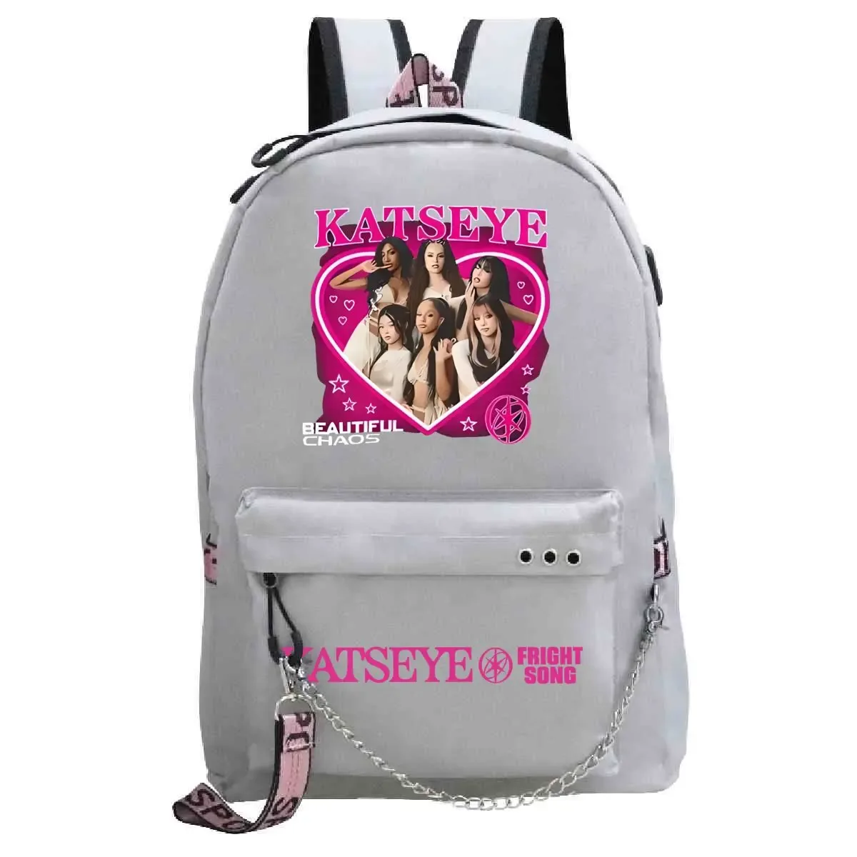 sac à dos harajuku imprimé kpop katseye tendance, sac d'école pour fille, sacoche pour ordinateur portable, sac de voyage pour femme et homme, sac à dos quotidien