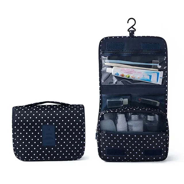 trousse de toilette de voyage suspendue imprimée fleurs multicolores, imperméable avec crochet et multiples compartiments pour cosmétiques et soins de la peau