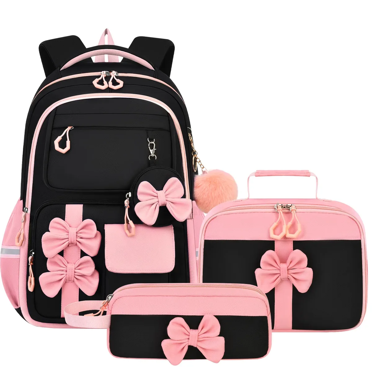 sac à dos tendance pour filles, ensemble de 3 pièces, sac à dos d'école mignon avec sac à lunch et trousse à crayons, sac à livres pour élèves du primaire et du collège
