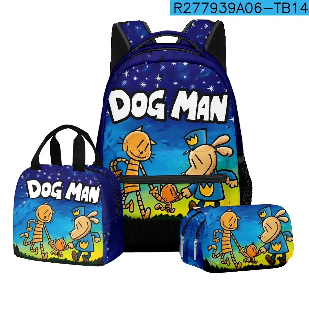 luxe populaire nouveauté dessin animé chien homme 3d imprimé 3 pièces/ensemble étudiant sacs d'école voyage cahier sac à dos sac à déjeuner porte-crayon
